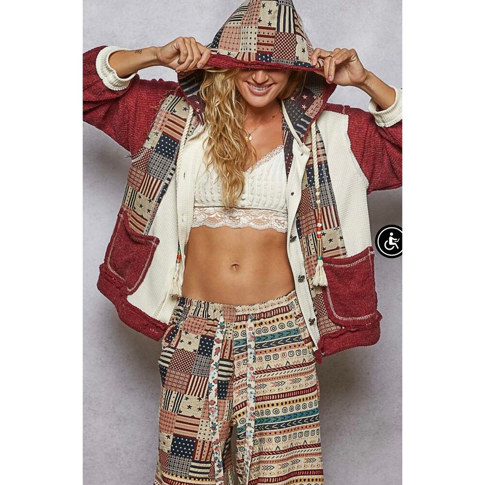 New!!! Pol PatrioticPatchwork Hooded Jacket Large